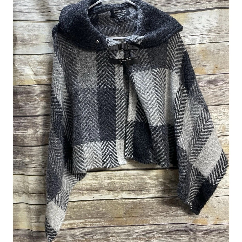 John Branigan Ireland Weavers Wool Blend Cape Shawl Poncho Leather‎ with Buckles